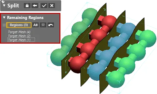 Resultado de división de malla en Geomagic Design X